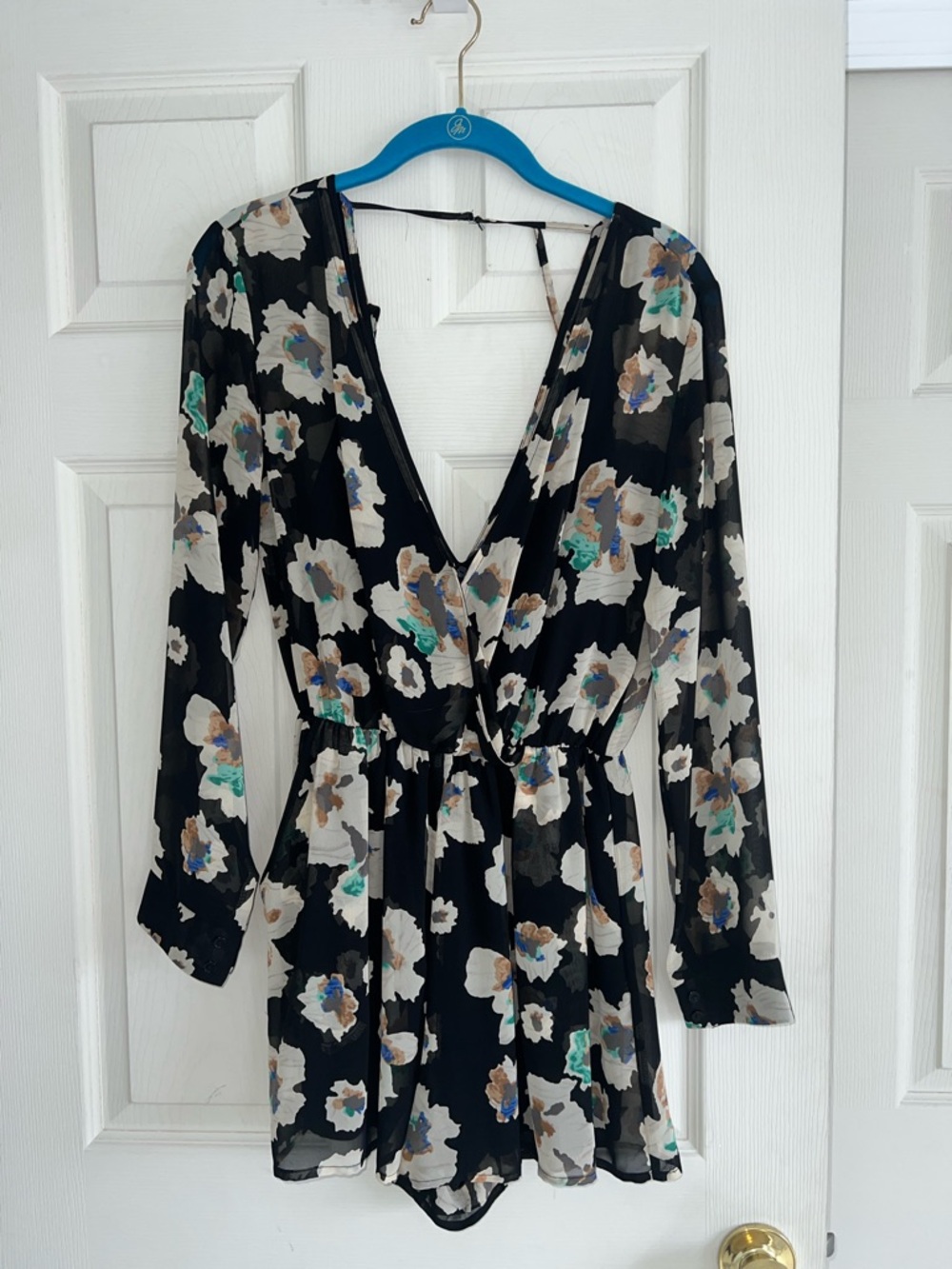 Black Floral Lined Romper